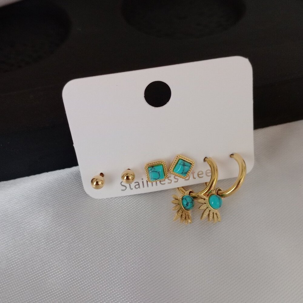 Geometric Stainless Steel Earring Set